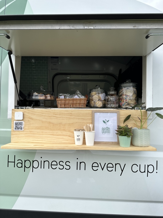Mobile Coffee Van window - Happiness in every cup